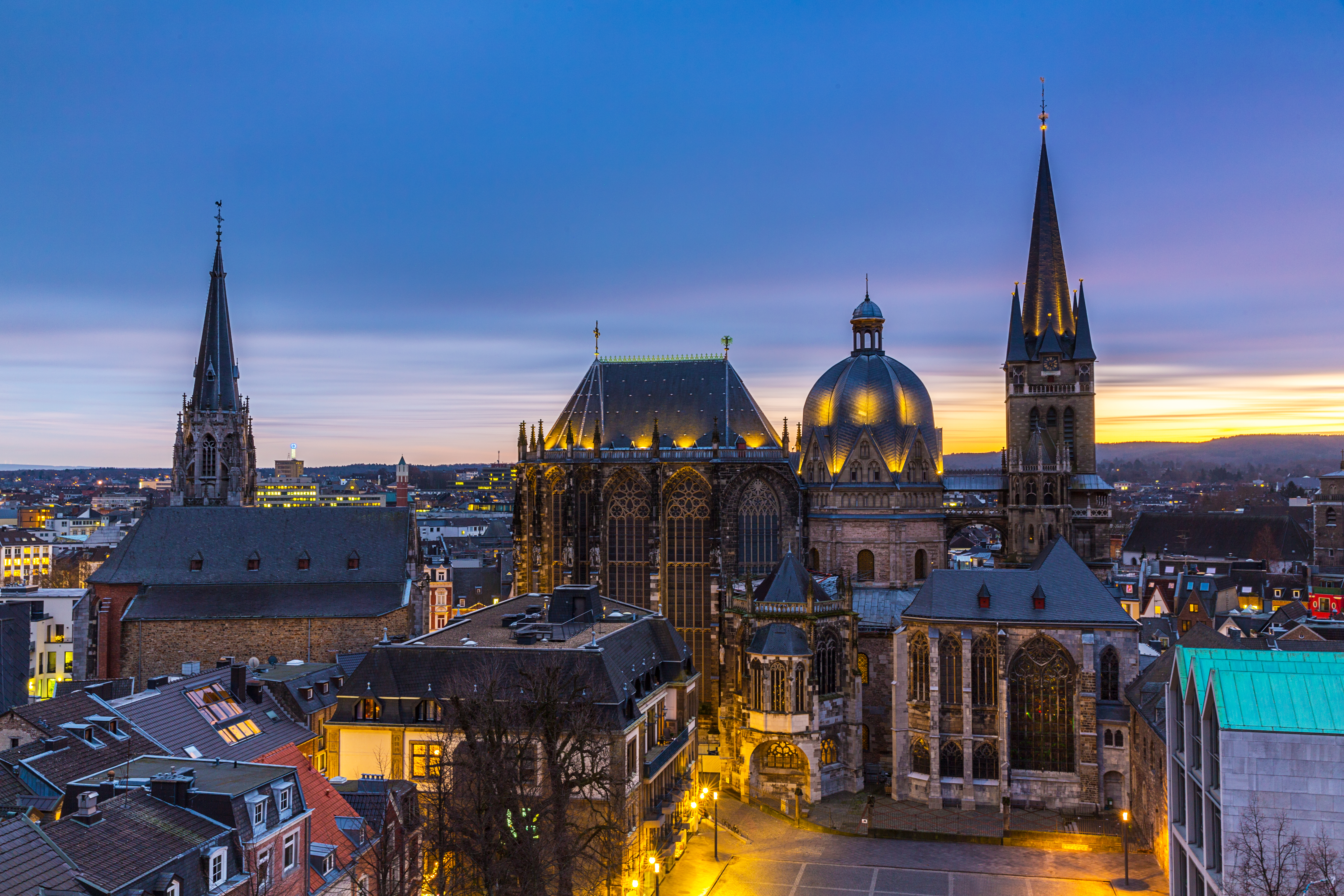 Aken Kathedraal Blauwe Uur